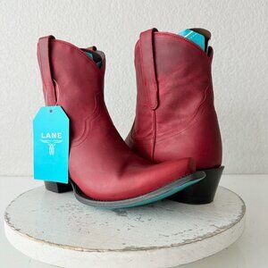 Lane EMMA JANE Womens Cowboy Booties Red Western Snip Toe Short Boots Size 9.5